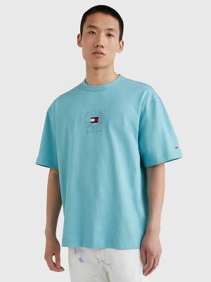 Tommy Hilfiger Skate Fit Logo T-shirts Heren Blauw | TH602DOE