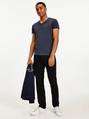 Tommy Hilfiger Slim Fit Katoenen T-shirts Heren Blauw | TH431BAZ