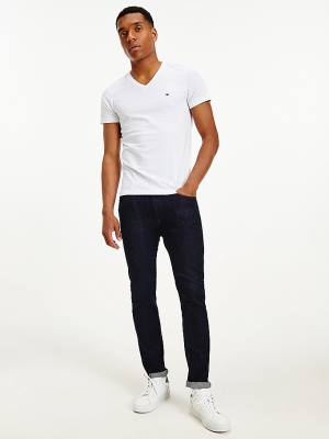 Tommy Hilfiger Slim Fit Katoenen T-shirts Heren Wit | TH501PKA