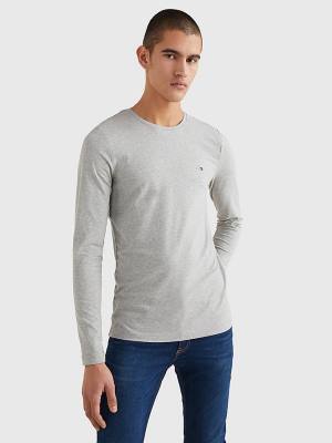 Tommy Hilfiger Slim Fit Long Sleeve T-shirts Heren Grijs | TH546RNW