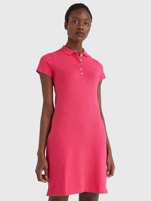 Tommy Hilfiger Slim Fit Polo Jurken Dames Roze | TH437ICE