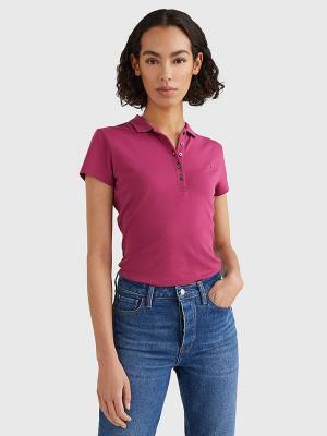 Tommy Hilfiger Slim Fit Poloshirt Dames Rood | TH059UZN