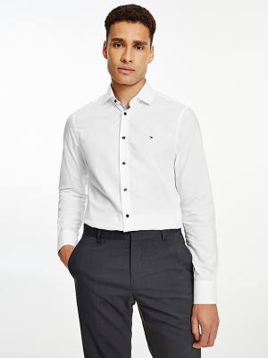 Tommy Hilfiger Slim Fit Poplin Overhemd Heren Wit | TH715RXM