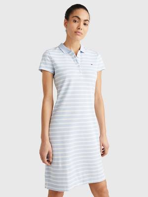 Tommy Hilfiger Slim Fit Stripe Polo Jurken Dames Blauw | TH263XZR