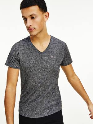 Tommy Hilfiger Slim Fit V-Neck T-shirts Heren Zwart | TH325KWJ