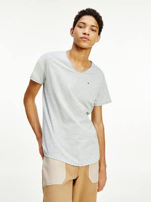 Tommy Hilfiger Slim Fit V-Neck T-shirts Heren Grijs | TH491GMH