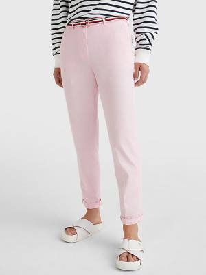 Tommy Hilfiger Slim Signature Belt Chinos Broek Dames Roze | TH301AKM