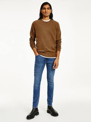 Tommy Hilfiger Soft Merino Wool Crew Neck Jumper Truien Heren Bruin | TH714GTK