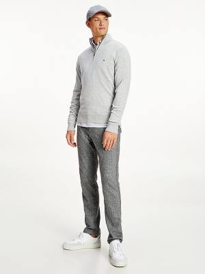 Tommy Hilfiger Soft Merino Wool Half Zip Jumper Truien Heren Grijs | TH740MVP