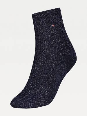 Tommy Hilfiger Sparkle Cable Knit Kort Sokken Dames Blauw | TH283NHK