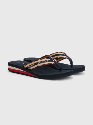 Tommy Hilfiger Sparkle Riemen Logo Flip-Flops Sandalen Dames Blauw | TH430JOS