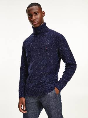 Tommy Hilfiger Speckled Roll Neck Relaxed Jumper Truien Heren Blauw | TH938TCK