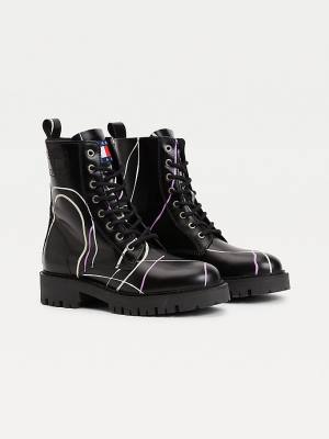 Tommy Hilfiger Splash Schoenplaatjes Ankle Laarzen Dames Zwart | TH402NSQ