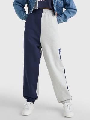 Tommy Hilfiger Spliced Collegiate Relaxed Joggers Broek Dames Blauw | TH042MFG