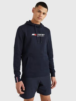 Tommy Hilfiger Sport Essential Organic Katoenen Hoodie Heren Blauw | TH178YQN