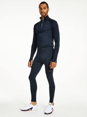 Tommy Hilfiger Sport Essential Rubberised Logo Tights Broek Heren Blauw | TH736VIN