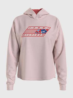 Tommy Hilfiger Sport Flag Logo Hoodie Dames Roze | TH491HBE