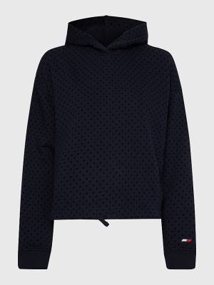 Tommy Hilfiger Sport Flocked Polka-Dot Relaxed Fit Hoodie Dames Blauw | TH954SVD