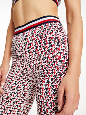 Tommy Hilfiger Sport Full Length Houndstooth Leggings Dames Rood | TH394MQH