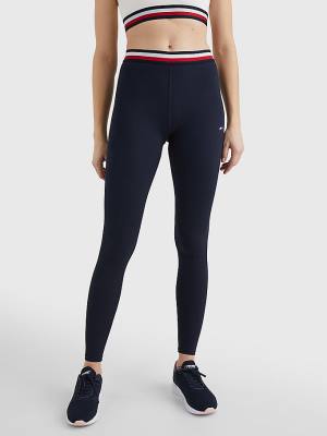 Tommy Hilfiger Sport Full Length Waistband Detail Leggings Dames Blauw | TH751ZKL