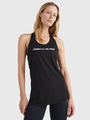 Tommy Hilfiger Sport Graphic Racerback Tank Top T-shirts Dames Zwart | TH714KYW