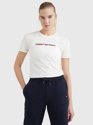 Tommy Hilfiger Sport Logo T-shirts Dames Wit | TH315QJE