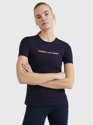 Tommy Hilfiger Sport Logo T-shirts Dames Blauw | TH674OYA