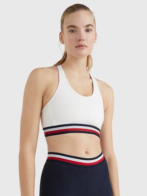 Tommy Hilfiger Sport Medium Support Tape Bra Ondergoed Dames Wit | TH047EJB