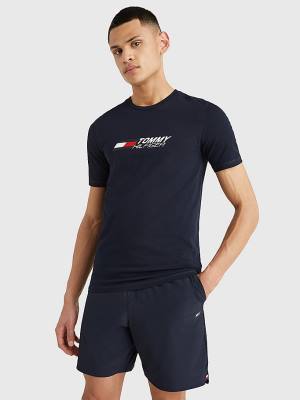 Tommy Hilfiger Sport Organic Katoenen Logo T-shirts Heren Blauw | TH458OFZ