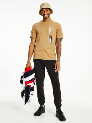 Tommy Hilfiger Sport Stretch Organic Katoenen Jersey T-shirts Heren Bruin | TH859OJQ