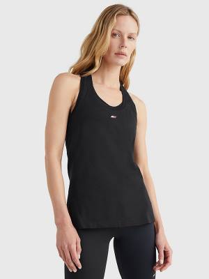 Tommy Hilfiger Sport TH Cool Racerback Tank Top T-shirts Dames Zwart | TH746YMU