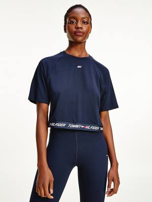 Tommy Hilfiger Sport TH Cool Relaxed Organic Katoenen T-shirts Dames Blauw | TH082IBN