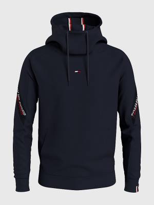 Tommy Hilfiger Sport TH Cool Tape Hoodie Heren Blauw | TH498ITW