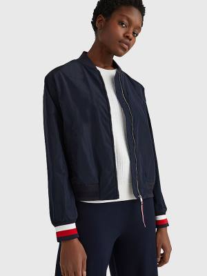 Tommy Hilfiger Sportieve Slim Fit Bomber Jassen Dames Blauw | TH371JBU