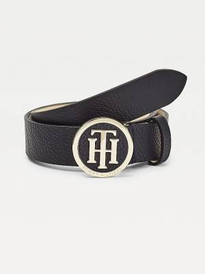 Tommy Hilfiger Statement Round Gesp Leren Riemen Dames Blauw | TH902BZS