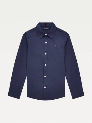 Tommy Hilfiger Stretch Katoenen Poplin Overhemd Jongens Blauw | TH821AQX