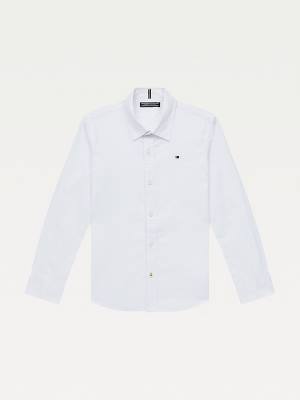 Tommy Hilfiger Stretch Katoenen Poplin Shirt T-shirts Meisjes Wit | TH478MGI