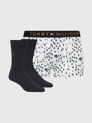 Tommy Hilfiger Stretch Katoenen Trunks And Socks Set Ondergoed Heren Bruin | TH045DCT