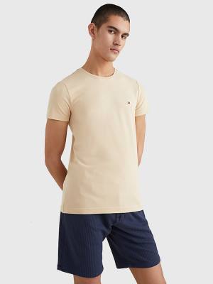 Tommy Hilfiger Stretch Organic Katoenen Slim Fit T-shirts Heren Beige | TH087LKW