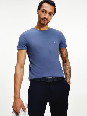 Tommy Hilfiger Stretch Organic Katoenen Slim Fit T-shirts Heren Blauw | TH183LUH