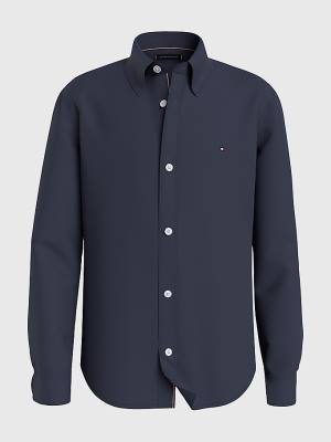 Tommy Hilfiger Stretch Organic Katoenen Pique Overhemd Jongens Blauw | TH185JRV