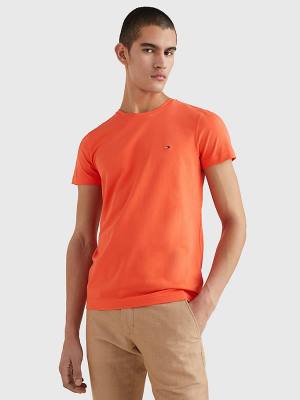 Tommy Hilfiger Stretch Organic Katoenen Slim Fit T-shirts Heren Rood | TH735BZN