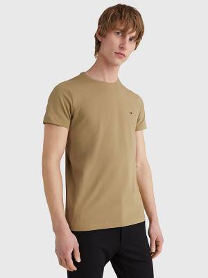 Tommy Hilfiger Stretch Organic Katoenen Slim Fit T-shirts Heren Bruin | TH791UDH