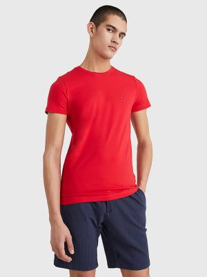 Tommy Hilfiger Stretch Organic Katoenen Slim Fit T-shirts Heren Rood | TH937THO