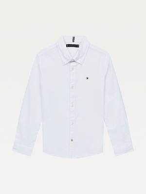 Tommy Hilfiger Stretch Oxford Katoenen Overhemd Jongens Wit | TH634JDS