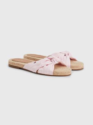 Tommy Hilfiger Stripe Espadrilles Platte Sandalen Dames Roze | TH273VGO