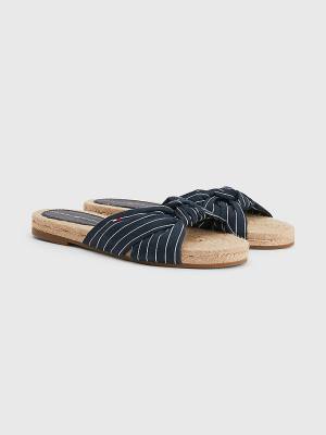 Tommy Hilfiger Stripe Espadrilles Platte Sandalen Dames Blauw | TH628YVJ