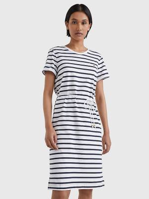 Tommy Hilfiger Stripe Jurken Dames Wit | TH057VGD