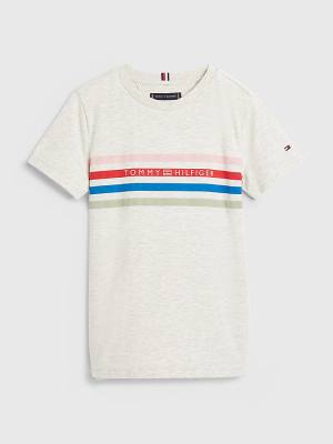 Tommy Hilfiger Stripe Logo T-shirts Jongens Wit | TH630UEJ