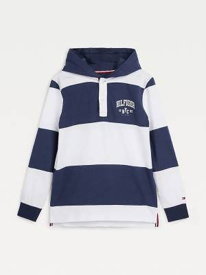 Tommy Hilfiger Stripe Met Capuchon Long-Sleeve Polo T-shirts Jongens Blauw | TH754TYI